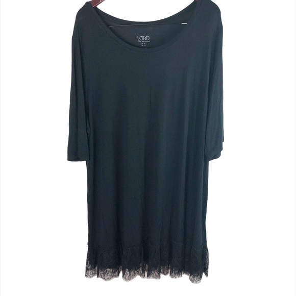 LOGO Lori Goldstein 3X Black Tunic Top Babydoll